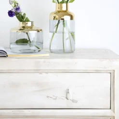 Soho Commode en bois massif de couleur blanc décapé