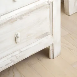 Soho Commode en bois massif de couleur blanc décapé