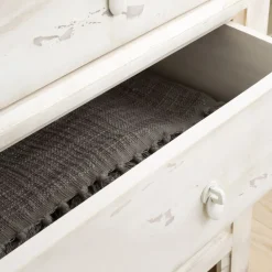 Soho Commode en bois massif de couleur blanc décapé