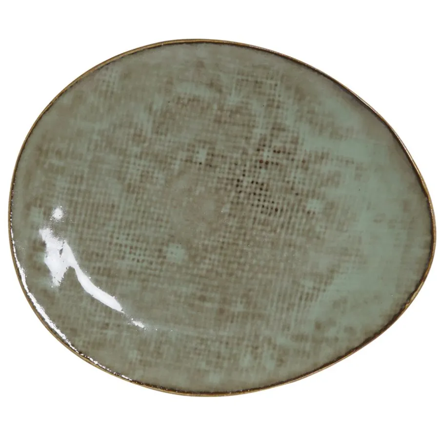 Sugo Plat en grès émaillé turquoise