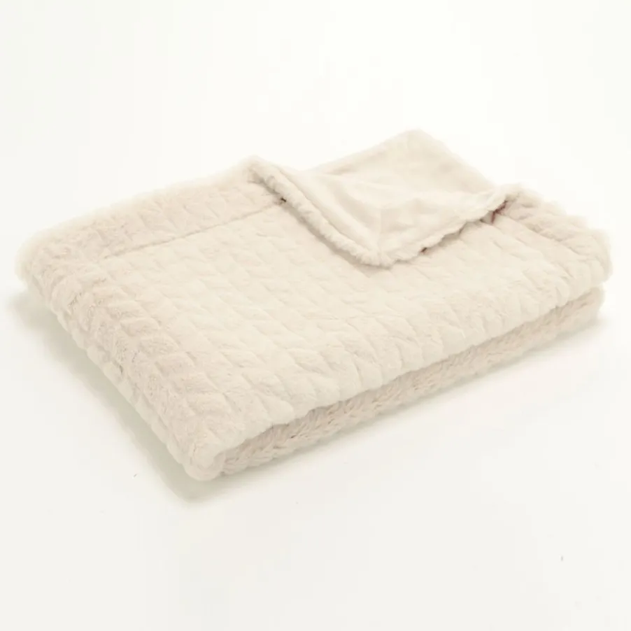 Telf Couverture chevron crème