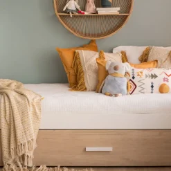 Teo Lit superposé blanc mat et naturel duna pour matelas de 90x190