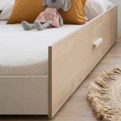 Teo Lit superposé blanc mat et naturel duna pour matelas de 90x190