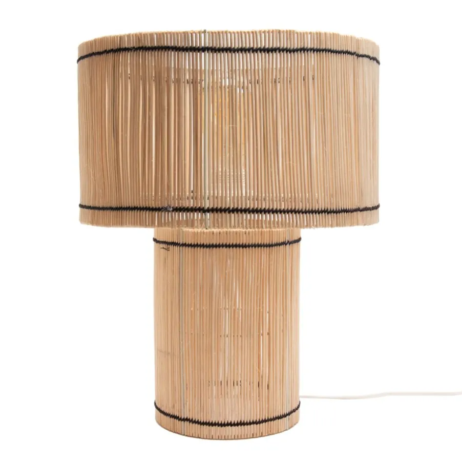 Tokem Lampe de table en fer et rotin
