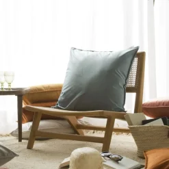 Vela Coussin décoratif en velours pour canapé de couleur bleue