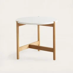 Vitele Table basse 50 en laqué blanc et naturel