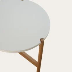 Vitele Table basse 50 en laqué blanc et naturel