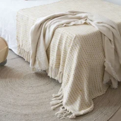 Ynsa Plaid en coton acrylique jaune